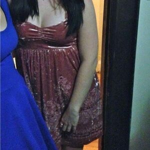 Pink crushed velvet free people dress.